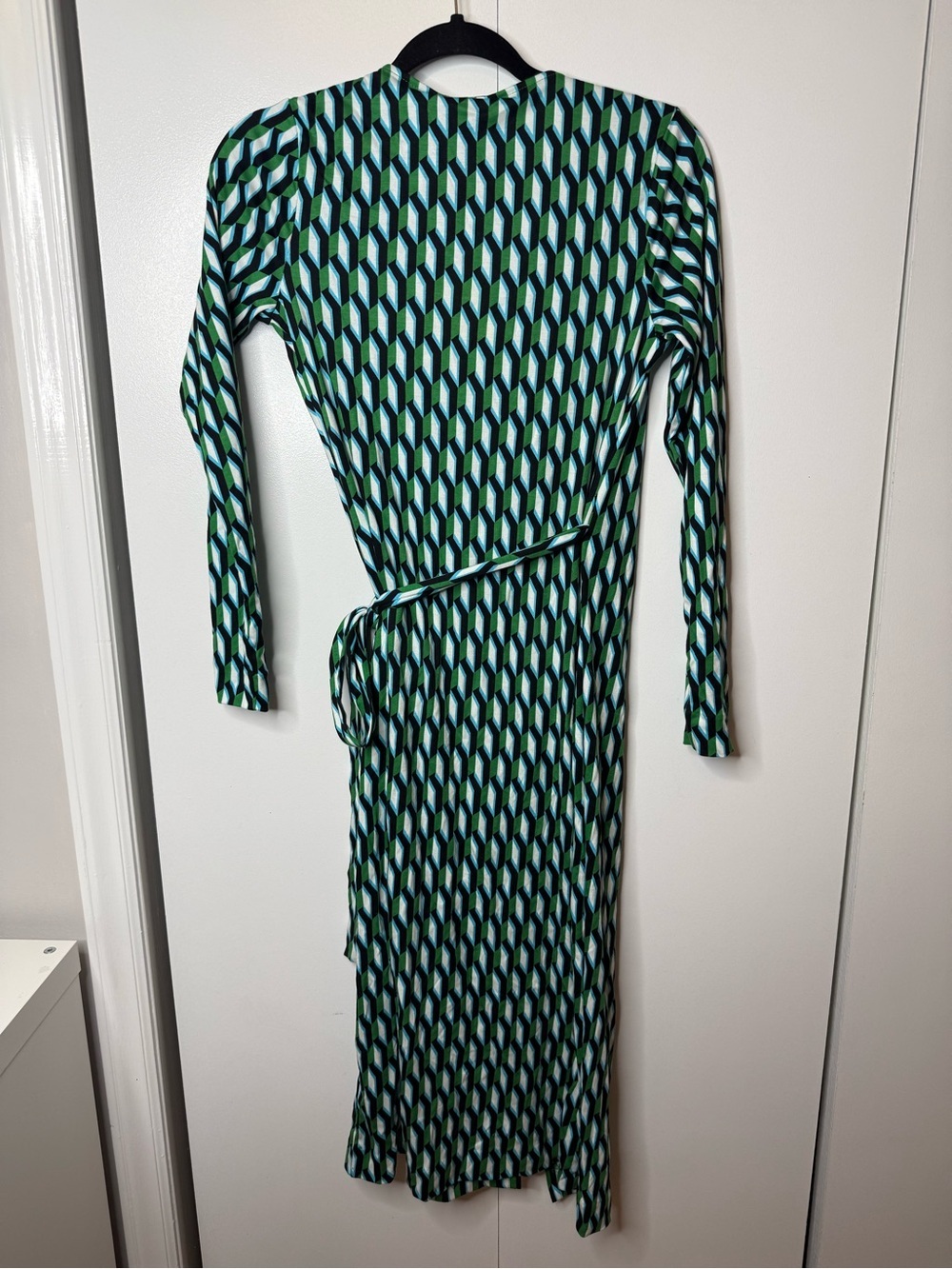 DVF Diane Von Furstenberg x Target L/S Midi Arrow Geo Green Wrap Dress XSMALL - Picture 6 of 8
